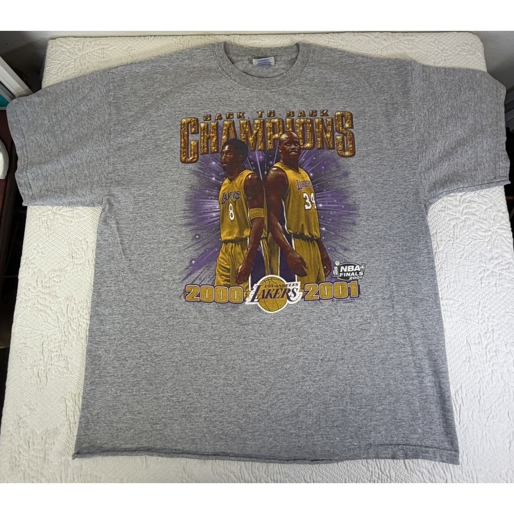 Vintage Los‎ Angeles Lakers Back To Back Champions T-Shirt Sz XL 2001 Kobe Shaq